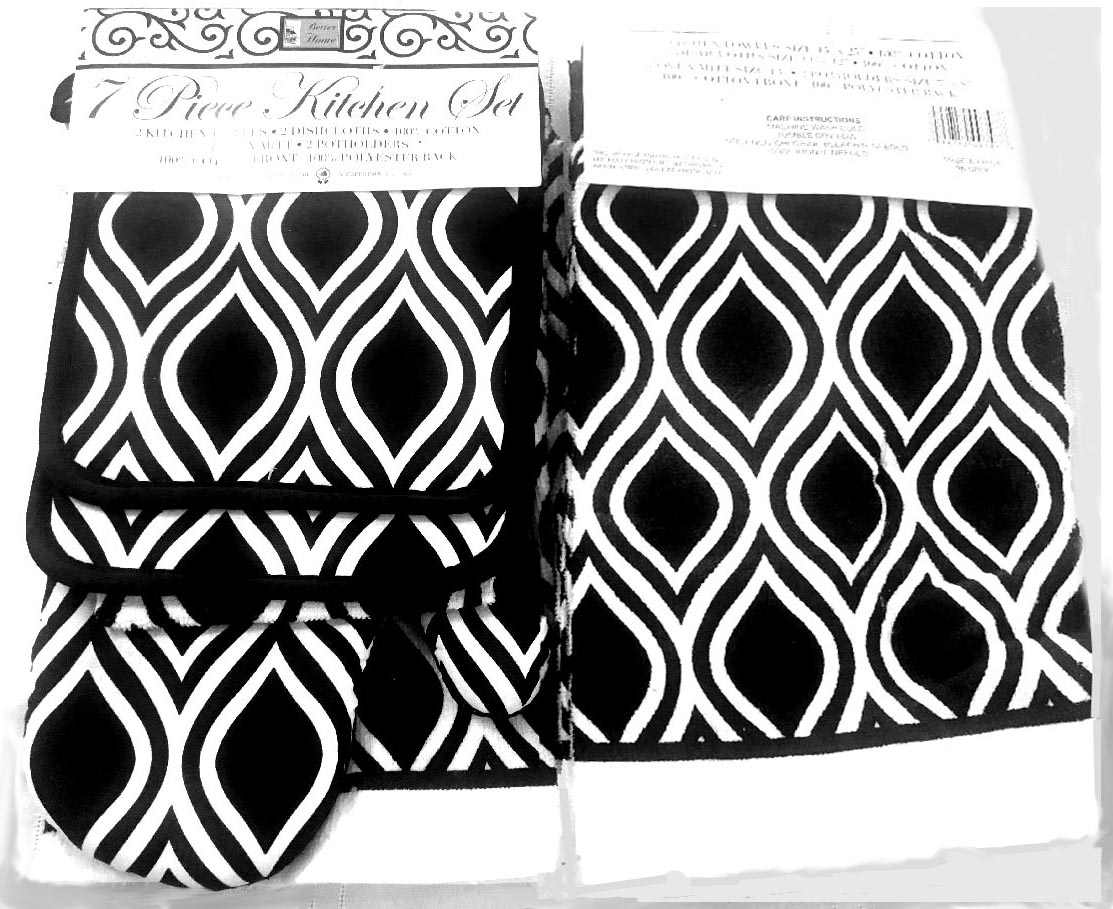 ! Black and White Stunning Geometric Kitchen Towels 7 piece set ! Black and White Stunning Geometric Kitchen Towels 7 piece set